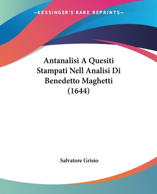 Libro Antanalisi A Quesiti Stampati Nell Analisi Di Bened...