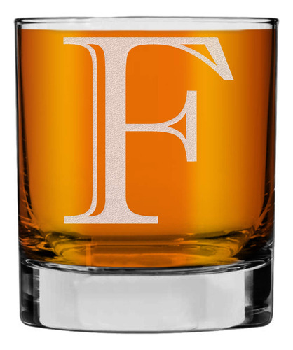 Monograma Grabado De 11 Oz Whisky Rocks Glass (letra F), Reg