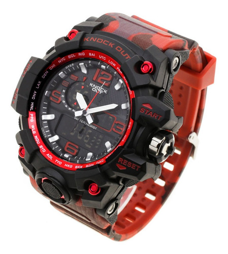 Reloj Knock Out Hombre 8179 Caucho Analogico Digital Wr50