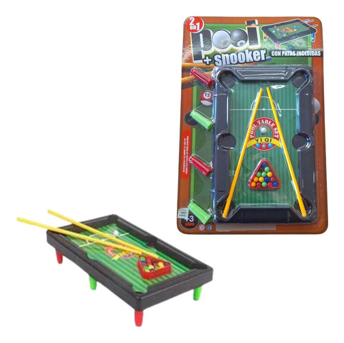 Mesa De Pool En Blister Bolas Tacos Triangulo Infantil