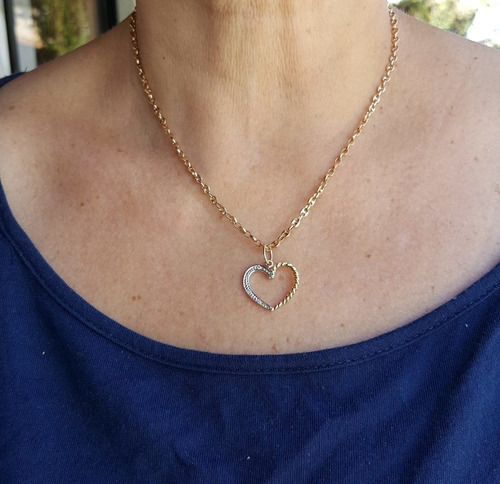 Colar E Pendente Coração Em Ouro Com Diamantes