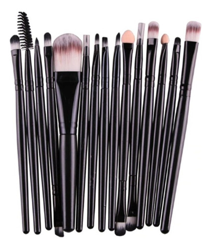 Brochas Maquillaje Profesional Set 15 Piezas Pelo Sintetico Color Negro