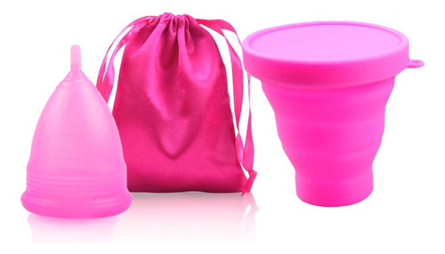 Copa Menstrual Certificada Fda + Vaso Esterilizador Rosa S