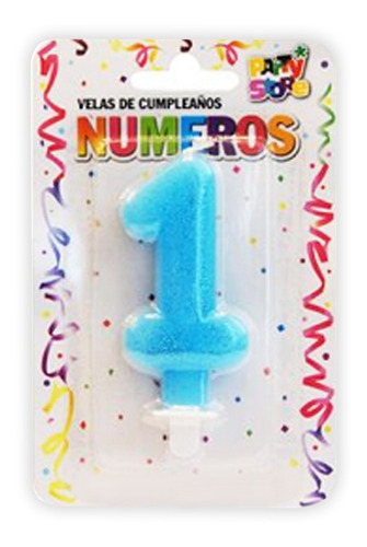 Imagen 1 de 1 de Vela Cumpleaños Numero Celeste - Lollipop