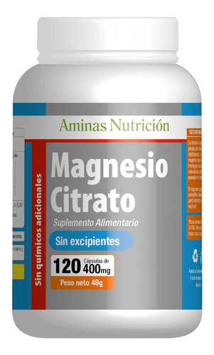 Citrato De Magnesio Citrate 400mg 120cap Aminas Envio Gratis