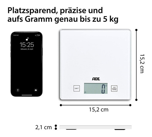 Balanza Cocina Ade Tina Blanca 5kg X 1 Gr Germany