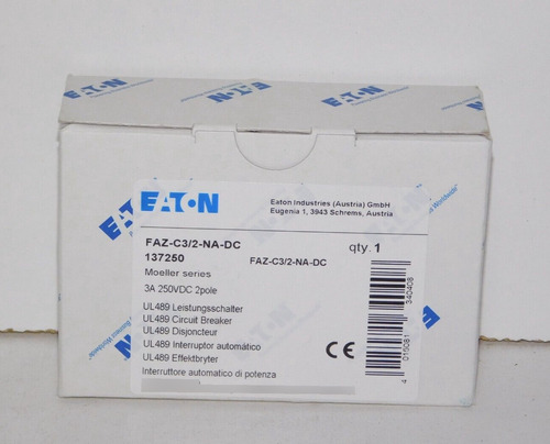 New Eaton Faz-c3/2-na-dc 137250 Moeller Mini Circuit Bre Zzb
