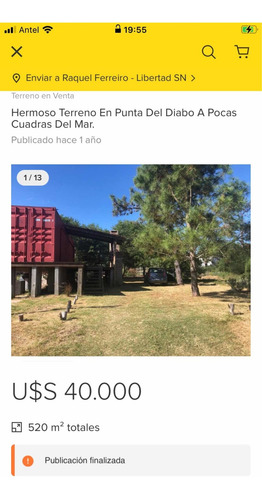 Hermoso Terreno En Punta Del Diablo A Pocas Cuadras Del Mar