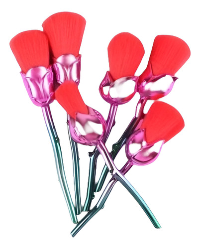 6pcs Rosa Diseño Rosa Rojo Azul Mango Pelo Rojo Maquillaje P