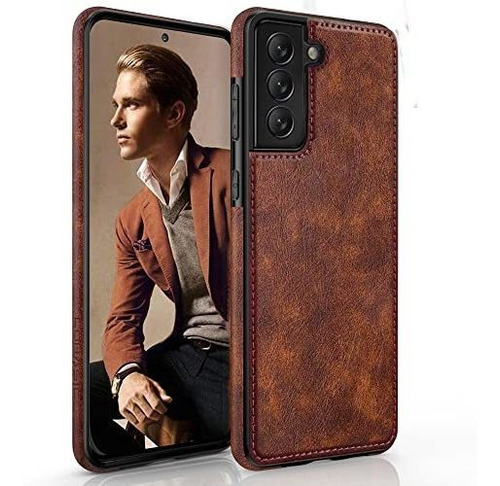 Funda Para Galaxy S22 Plus Cuero Marron Pemium