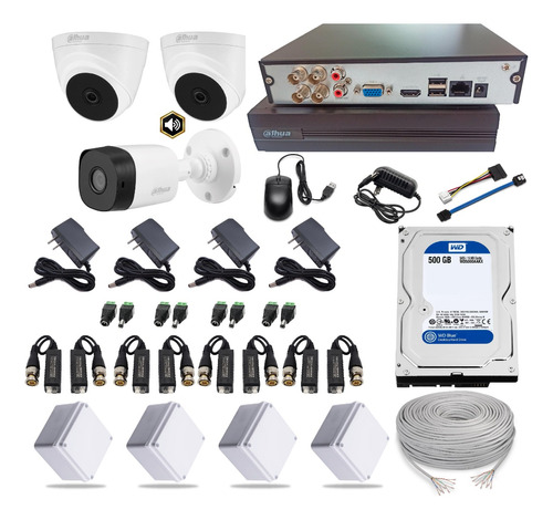 Kit Cámaras De Seguridad Cctv 4 Dahua 1080p + 3 Audio D 500g