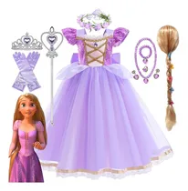 Comprar Fiesta De Niñas Cumpleaños Halloween Navidad Disney Niñas Rapunzel Vestido Princesa Cosplay Vestido