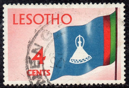 Lesotho (exbasutoland) Sello Usado Bandera Nacional Año 1970