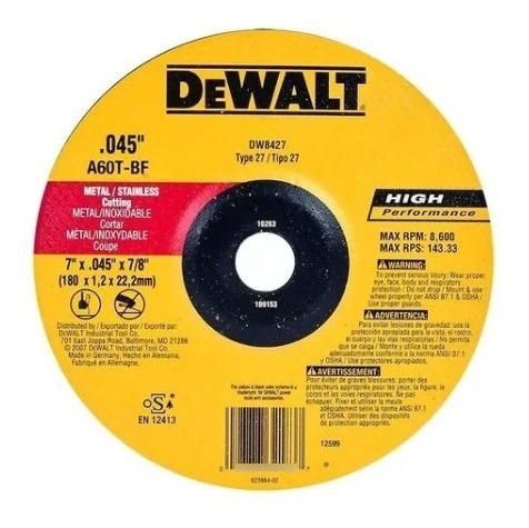 Disco De Corte Dewalt Para Metal