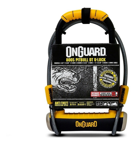 Candado Bicicleta Onguard U-lock Pitbull Dt 115mm X 230mm