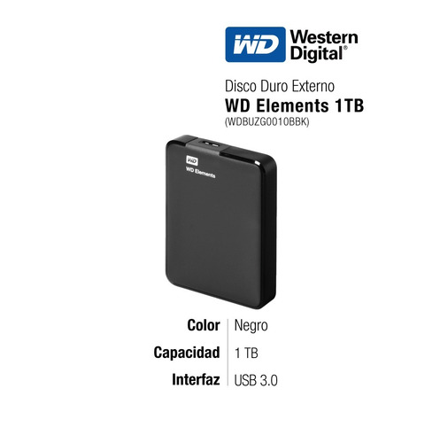 Imagen 2 de 6 de Disco Externo Wd Elements 1 Tb Usb 3.0 Portatil