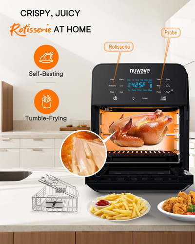 Nuwave Brio 15.5qt Air Fryer Rotisserie Hort, Tamaño De La F