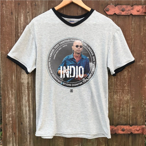 Remera Indio Solari / Gris / Puños Y Cuello Negro / Pacamaka