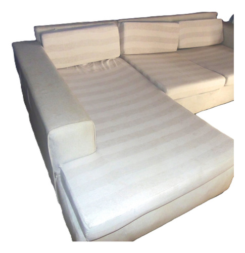 Sillón Esquinero L Natural A Rayas, De 2 Cuerpos Blanco Rayado