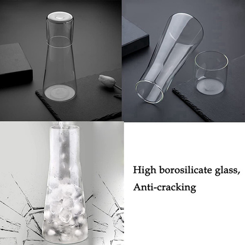 3x Clear Bedside Water Carafe Set With Tumbler Glass For Bed