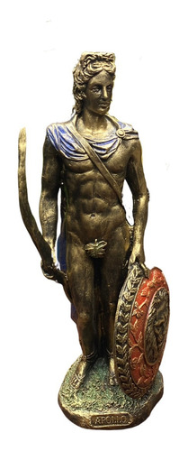 Estátua Deus Apolo Mitologia Grega - Decoração Em Resina Cor Dourado