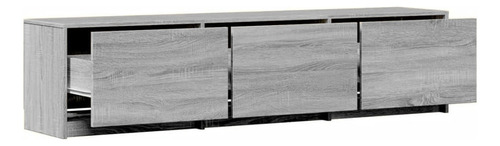Mesa De Tv Con Luz Led Rgb Bossa Medev Color Gris