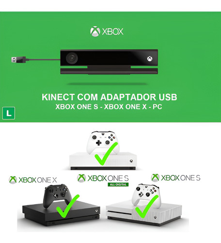 Sensor Kinect Xbox One Com Adaptador Usb Para Xbox One S E X