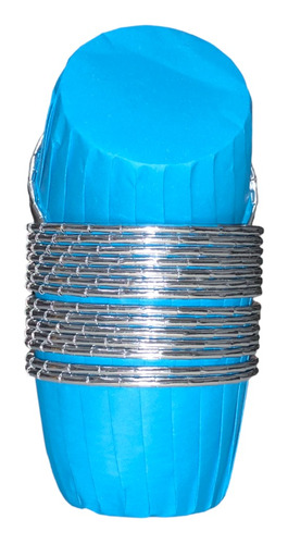 50 Capacillos Metalicos Azul Con Borde Plateado