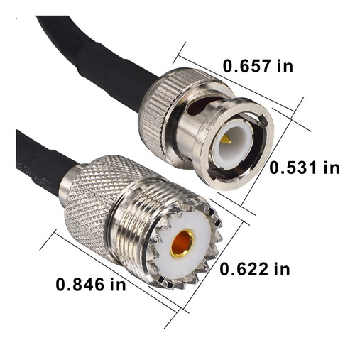 Boobrie Bnc Macho A So239 Cable Rgft Uhf Femenino A Bnc A De