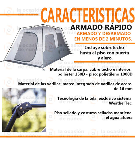 Imagen 4 de 9 de Carpa 6 Persons Coleman Instant Full Fly Autoarmable Camping