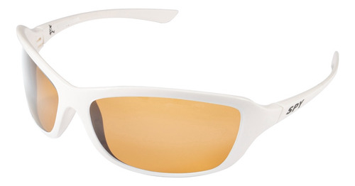 Óculos De Sol Spy 44 - Link Polarizado Armação Branco Lente Marrom Sem Espelho Polarizada