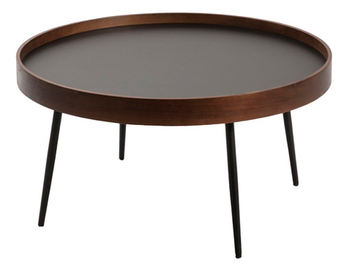 Mesa De Café Auxiliar 80cm Diámetro Madera Minimalista