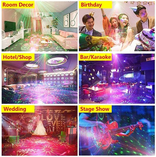 Luces De Fiesta Con Proyector Láser Dj Con Control Remoto
