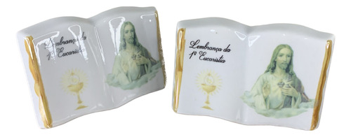 2 Mini Livro Lembrança Primeira Eucaristia Comunhão - 9,5cm 