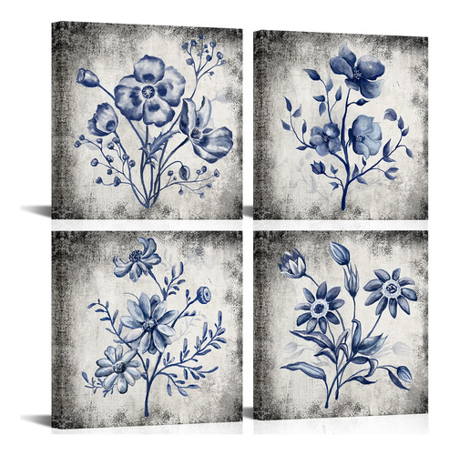 Kreative Arts Hermoso Lienzo Con Estampado De Flores Azules,