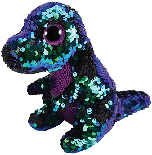 Beanie Boos Paetês Médio - Crunch Dinossauro Azul E Verde