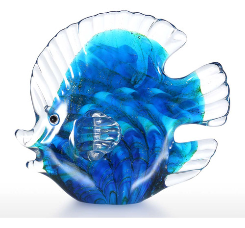 Escultura De Vidrio Escultura De Decoración De Pescado Azul