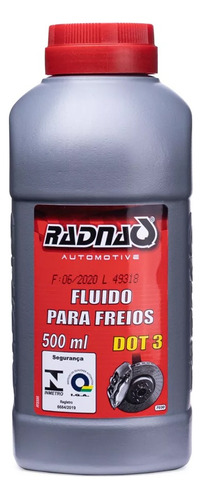 Óleo Fluido De Freio Dot 3 Radnaq 500 Ml