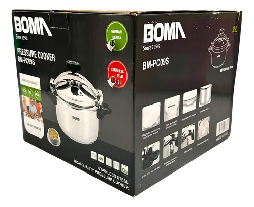 Olla A Presión Boma Bm-pc09s Capacidad 9 Litros Color Plateado