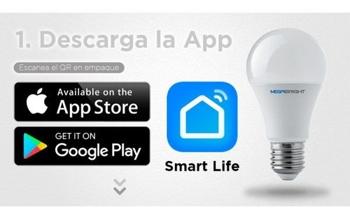 Imagen 4 de 5 de Pack 2un Ampolleta Led Smart Wifi A60 Google Play App Store