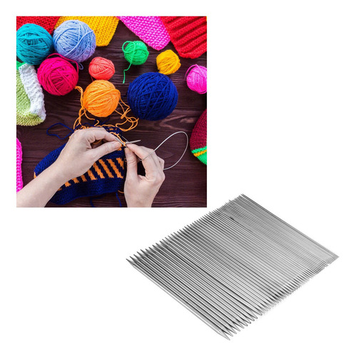 Agulha De Tricô De Ponta Dupla 55pcs Aço Inoxidável