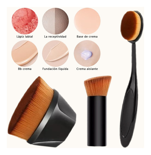 Set 3 Brochas Plana De Maquillaje Para Base Brocha