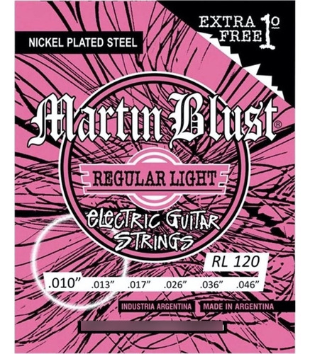 Encordado Para Guitarra Eléctrica 010 Martin Blust Rl120 