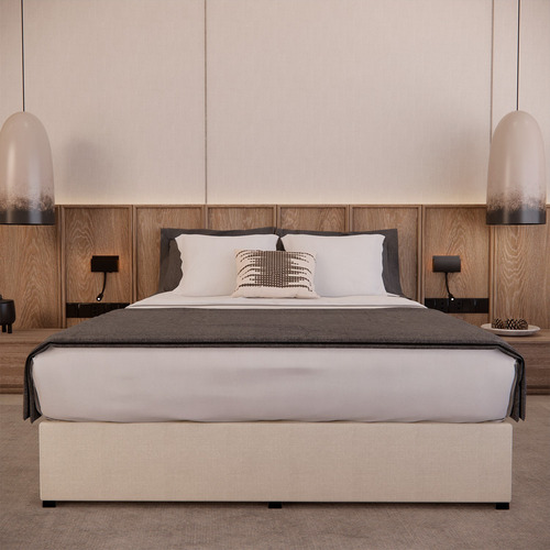 Base De Cama Queen Size Armable Madera Colchones Recamaras Beige