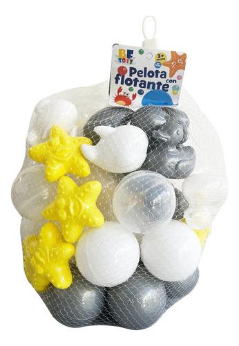 Bf Toys Malla 50 Pzs Pelota De Alberca Y Figuras Tonos Gris