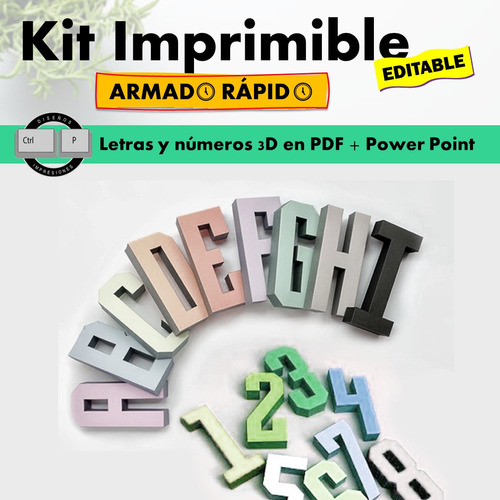 Kit Letras Y Números 3d P/imprimir Armado Rapido Editables