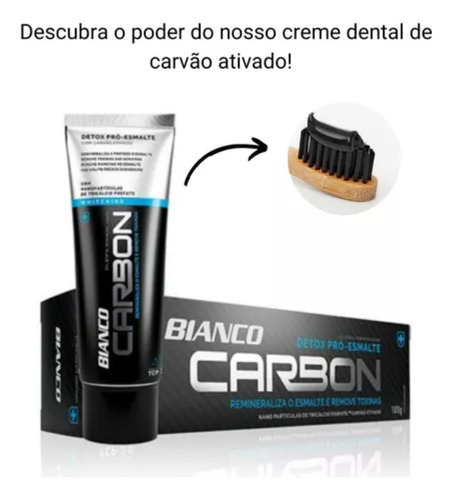 2 Pasta De Dente Bianco Carbon Carvao Ativado Clareadora100g