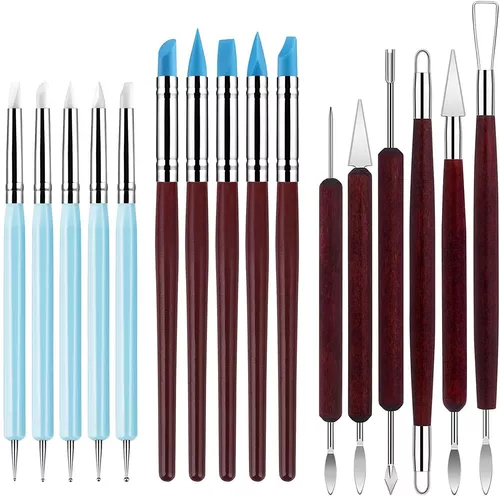 Herramientas Arcilla 16 Piezas Silicona Madera Bricolaje