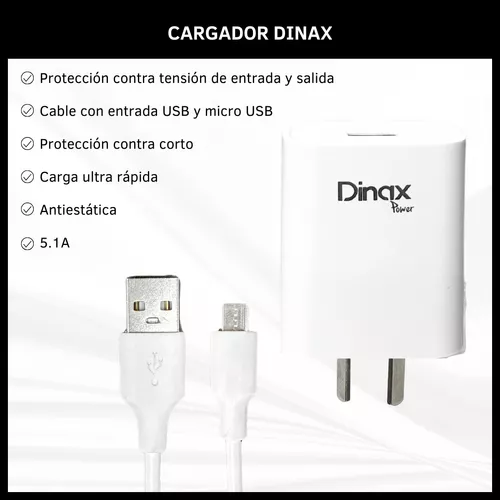 Cargador Para Celular Micro Usb 5.1a Carga Rápida Dinax 220v