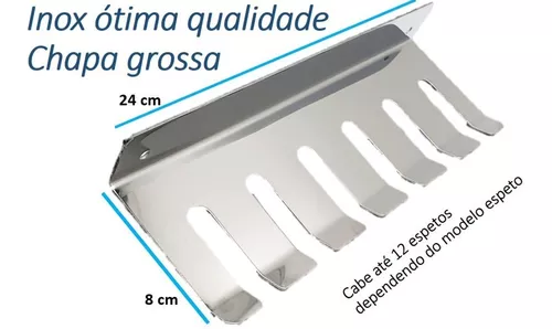 Espeto Duplo 70cm De Inox Com Cabo Madeira - Churrasco